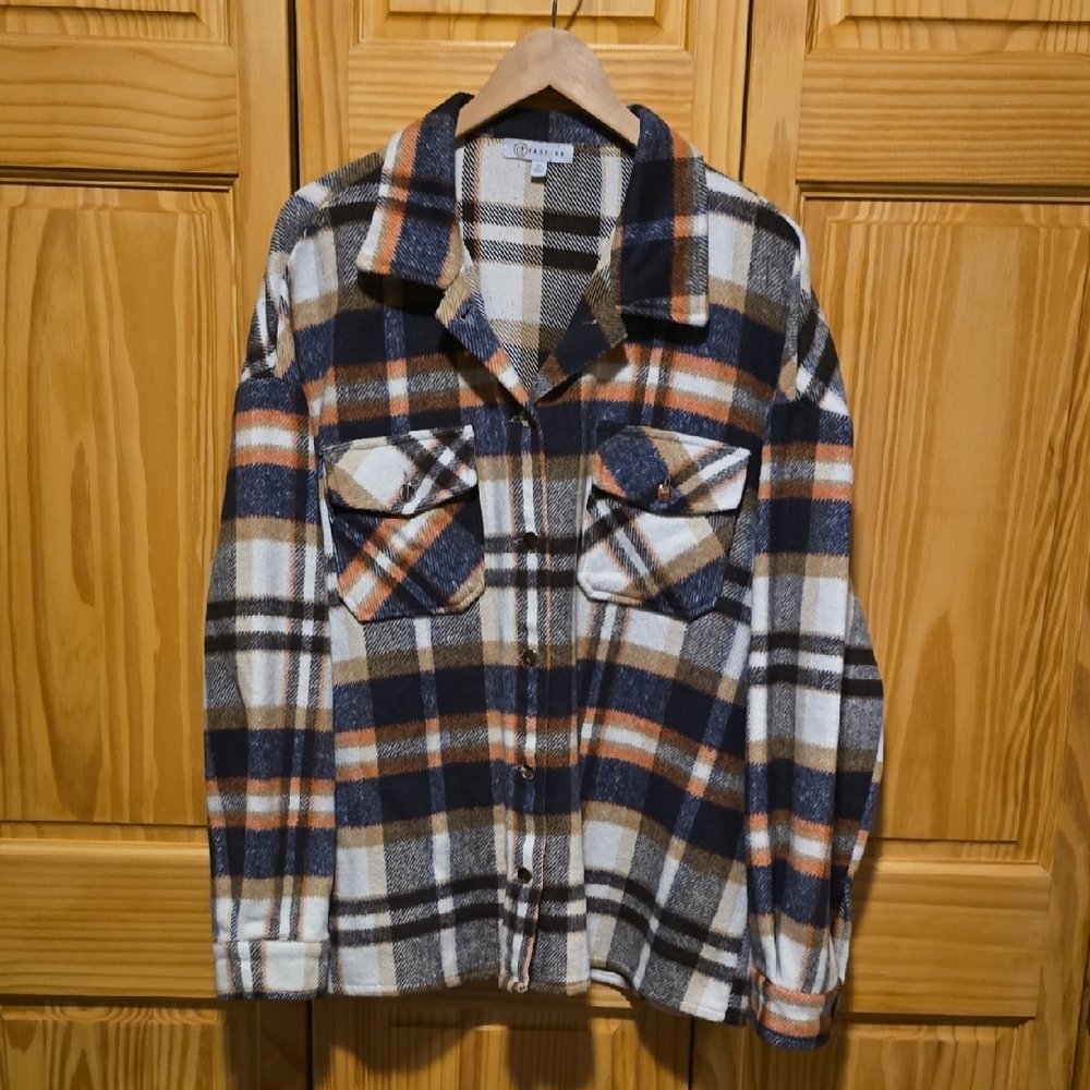 Plaid Women's Jacket - Blue, Orange, White